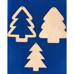 SKLEJKA #3mm Choinka 12,5cm / komplet 3szt / ramka / zawieszka/ choinka składana